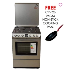 ARMCO  GC-F6604LX2(SL) – 4 Electric, 2 Rapid Plates, 60X60 Full Convection Oven+Grill, Auto ignition, Thermostat, Lamp, Rotisserie, Digital Timer, Double glass Oven Door, 1 grid, 2 Tray, Adjustable Feet, High Aesthetics Steel Knobs, Child Lock, Silver.