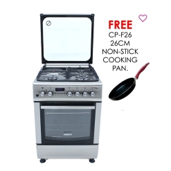 ARMCO GC-F6631ZX2(SS) – 3Gas+1Electric, 60X60 Full Convection Oven+Grill, Super Safe Flame failure device, 1 WOK, 1 Rapid HP (180mm), One Touch Auto ignition, Rotisserie, Digital Timer, Cast Iron pan supports, Utensil Apparatus for Glass lid, 304SS.