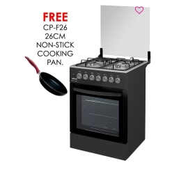 ARMCO GC-F5831PX(BK) – 3Gas+1Electric, 58X58 Oven+Grill, Button ignition, Mechanical Timer, Black with SS Top.