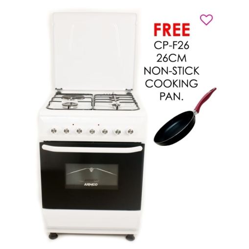 ARMCO GC-F6631FX(W) – 3Gas+1Electric, 60X60 Oven+Grill, One Touch Auto ignition, Rotisserie, Mechanical Timer, White.