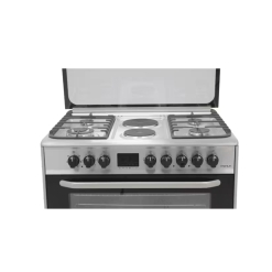 Alternative view of ARMCO GC-F9642JW2(SS) – 4Gas+ 2 Electric (1×145 + 1×180) RAPID, 60X90 Full Function Turbo Convection Oven, Thermostat control, 1 Rapid Plate, 1 Triple Wok Burner , Cast Iron Pan Supports, Eu Standard Flame Failure Device, Rottiserrie,1 Grid, 2 Tray, 1 Round Tray, Glass Lid with profile, Digital Timer, SS304 Non Magnetic STAINLESS STEEL, Sabaf Italian Burners.