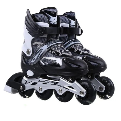 OFFER Illuminating Wheels Adjustable Inline Skates Shoes Roller Gear Kids Chlidren Black