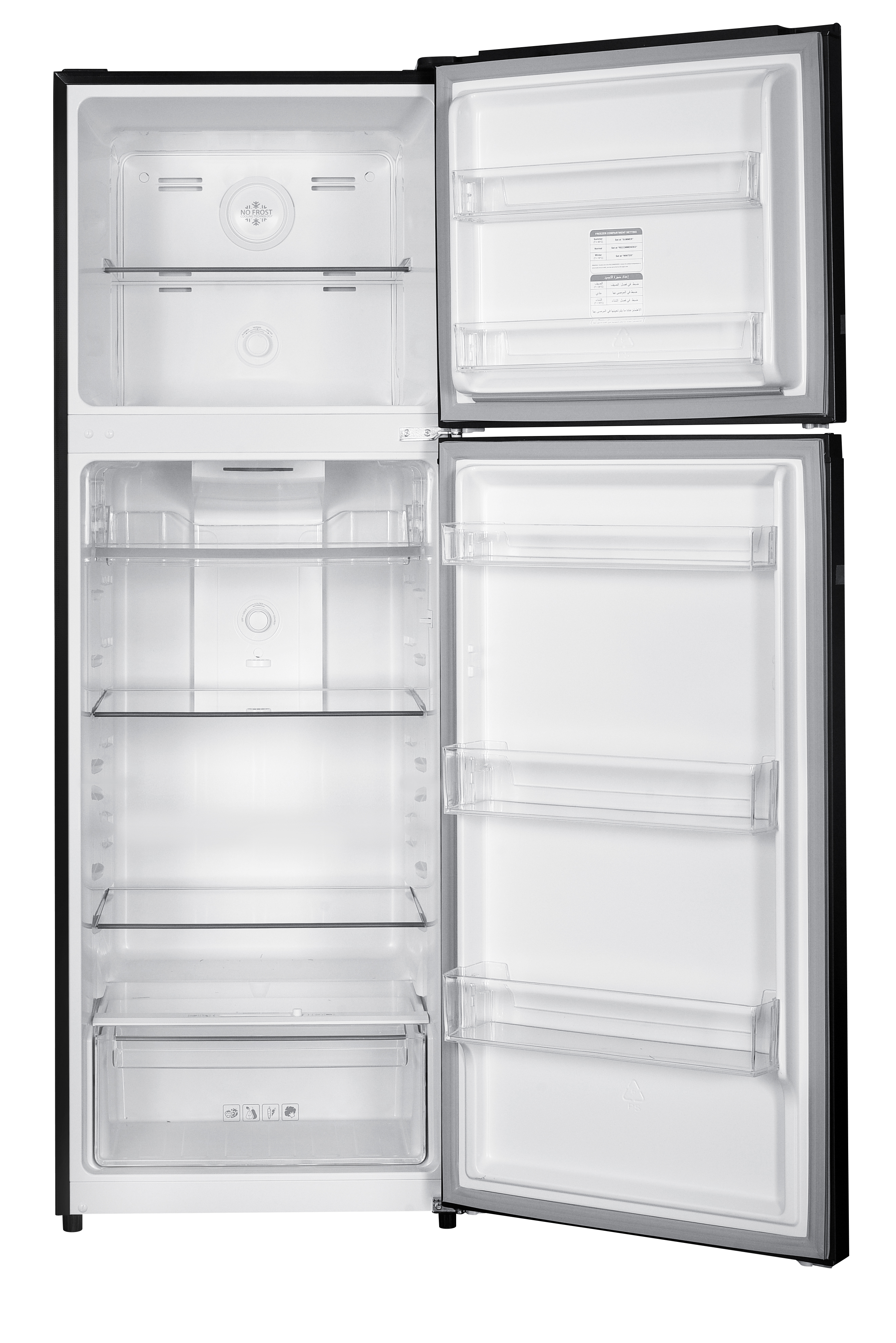 VON VRT-334NVAK Double Door Fridge, Top Mount Freezer, No Frost- 334L